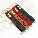 Long Custom Leather Keychain • Personalized Leather Keychain • Genuine Leather Key Chain • Custom Logo • Custom Gift, Personalized Gift
